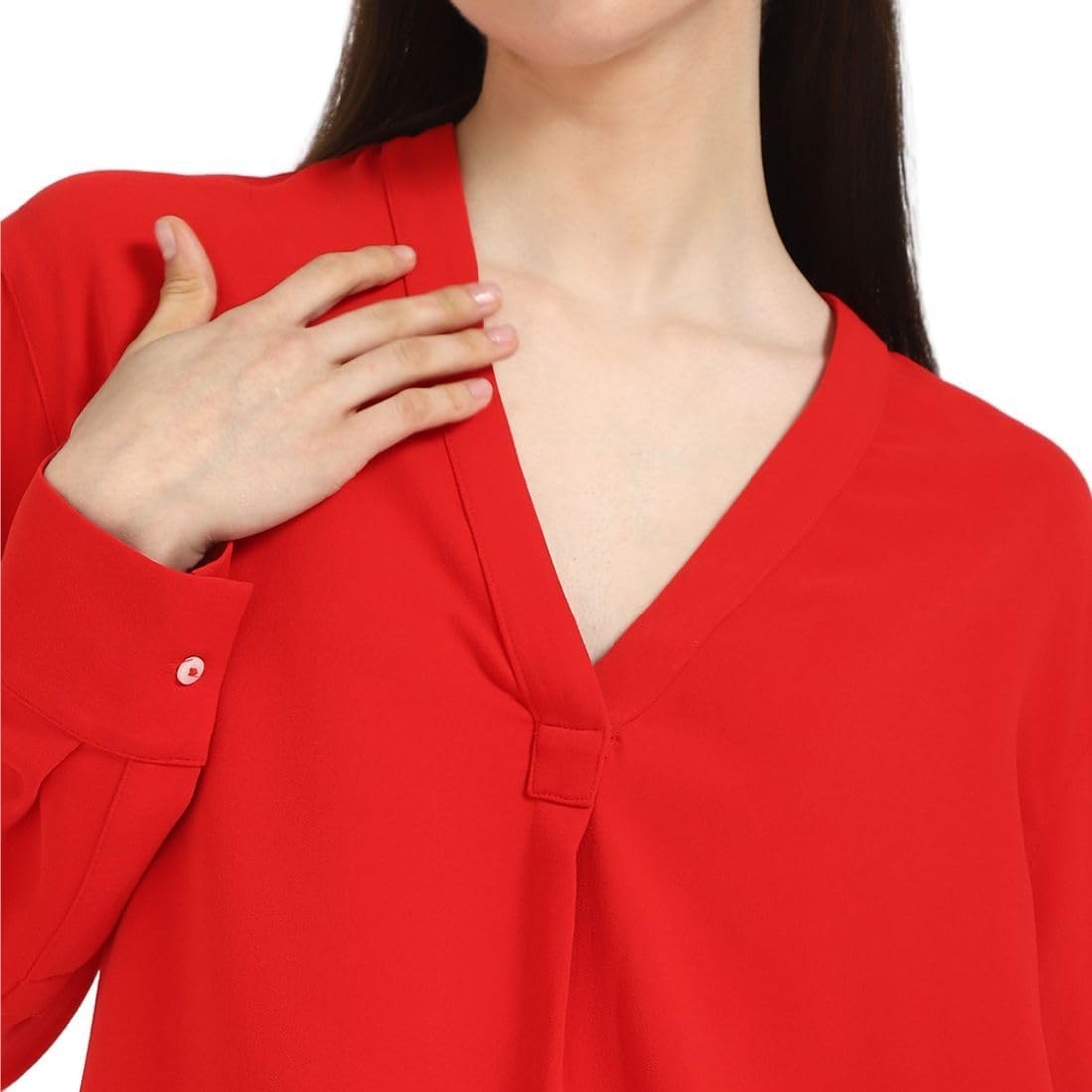 image:imageCalvin Klein Jeans Womens Relaxed V Neck BlouseGoji Berry