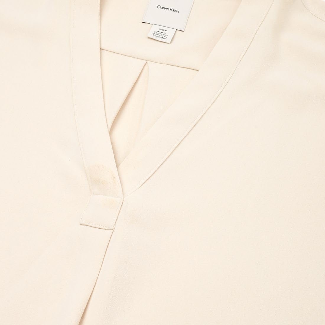 image:imageCalvin Klein Jeans Womens Relaxed V Neck BlouseParchment