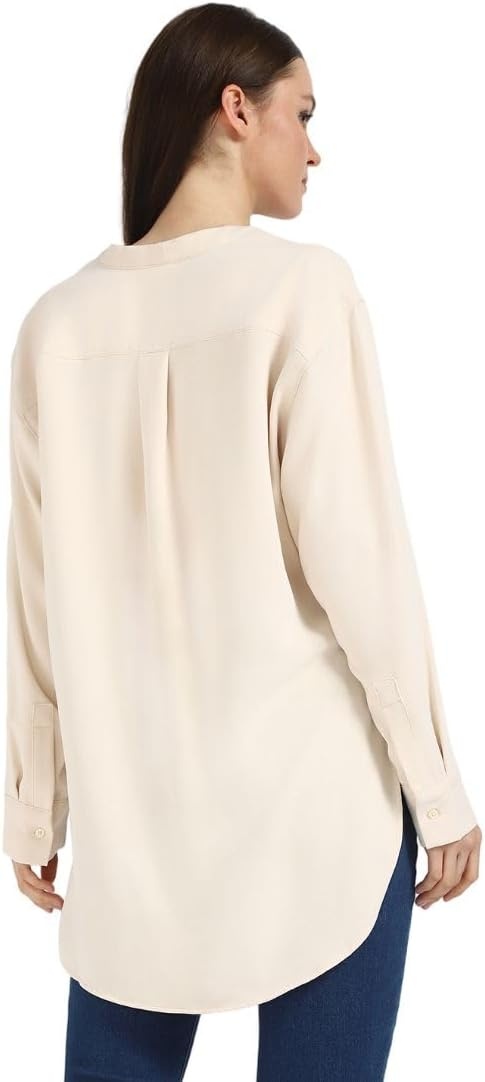 image:imageCalvin Klein Jeans Womens Relaxed V Neck BlouseParchment