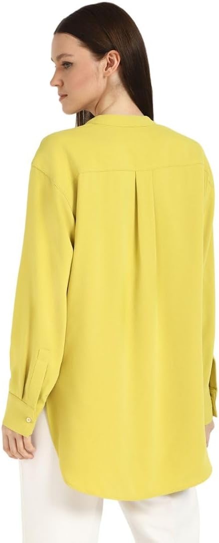 image:imageCalvin Klein Jeans Womens Relaxed V Neck BlouseWarm Olive
