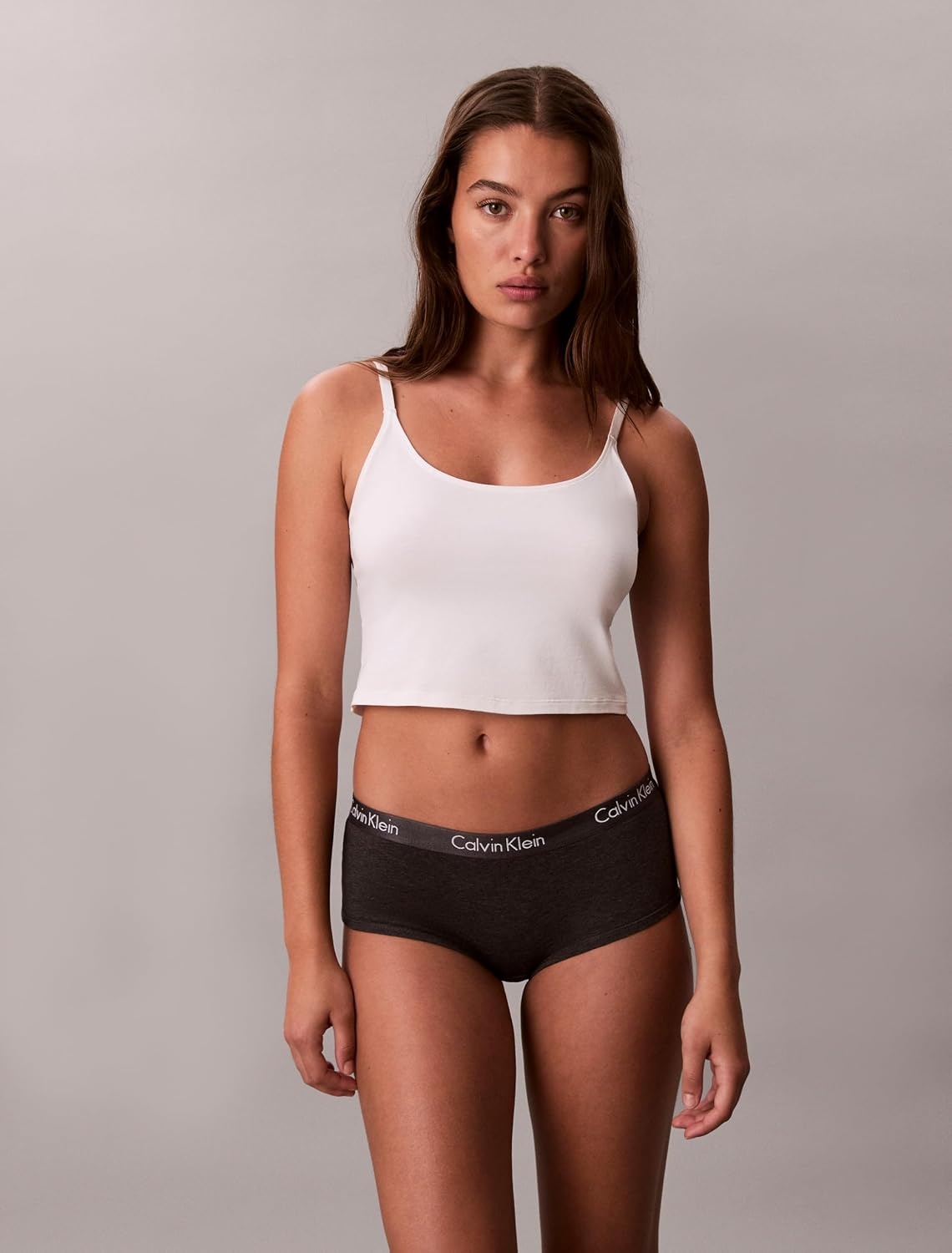 image:imageCalvin Klein Motive Cotton Boyshort Panties 3 PackBlackCharcoal HeatherGrey Heather