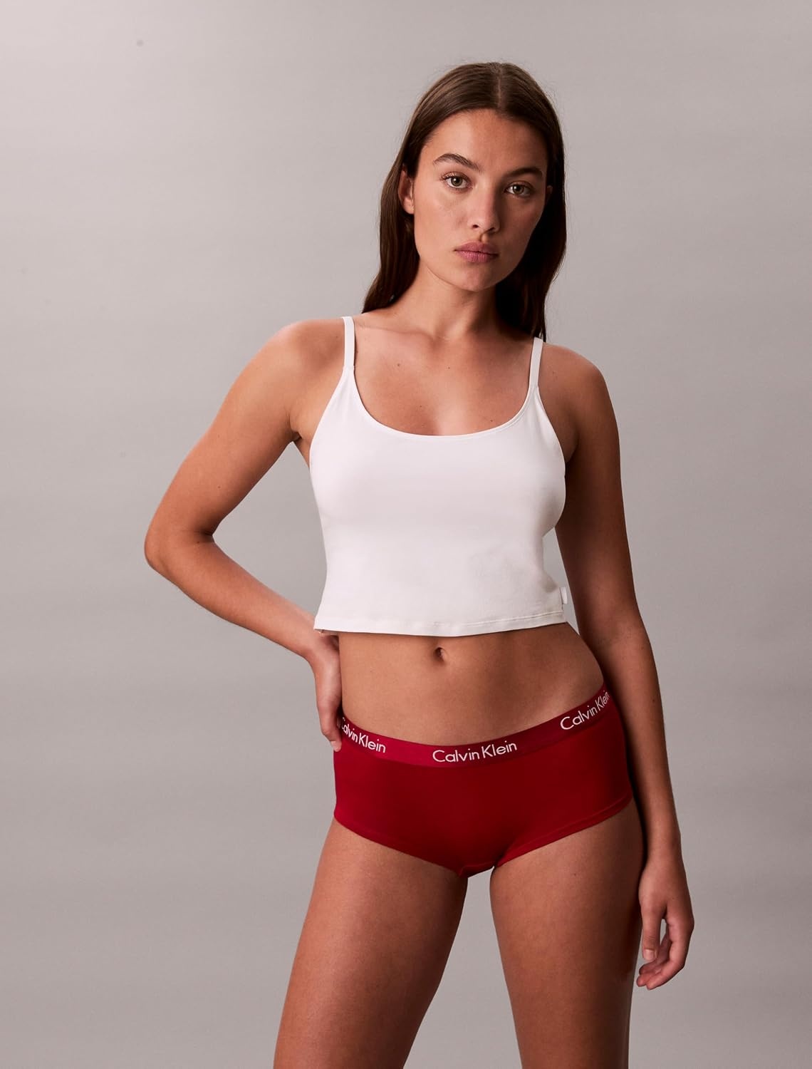 image:imageCalvin Klein Motive Cotton Boyshort Panties 3 PackJuneberryOatmeal HeatherFresh Taupe