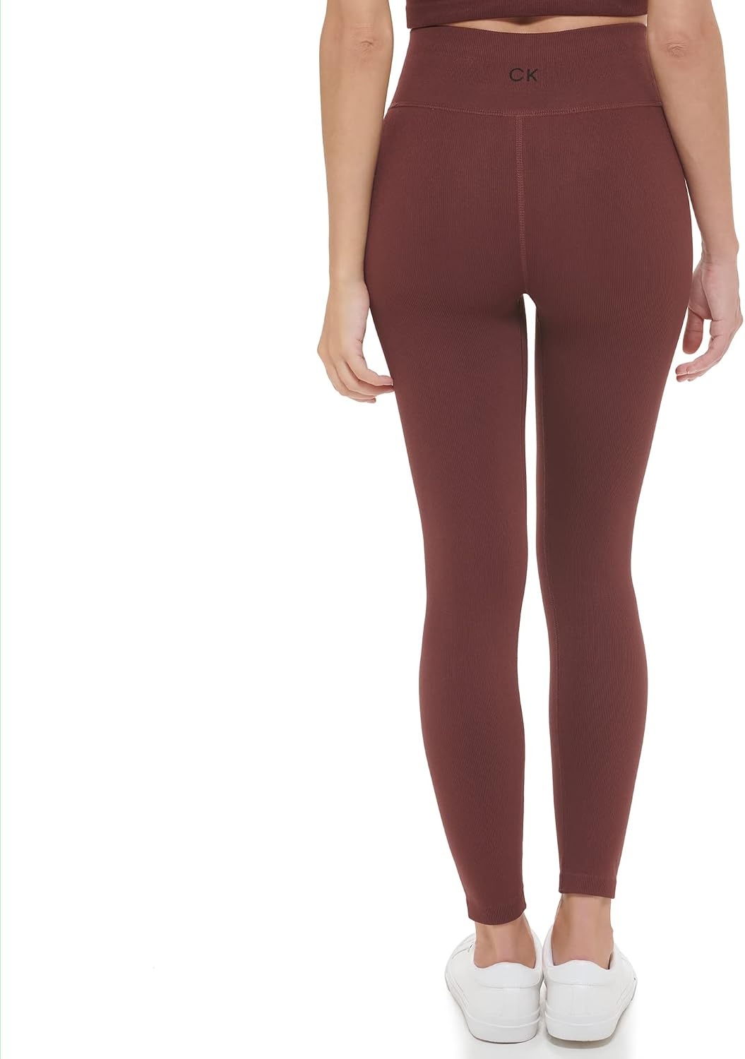 image:imageCalvin Klein Performance Womens Thin Rib High Waist 78 Length TightBitter Chocolate