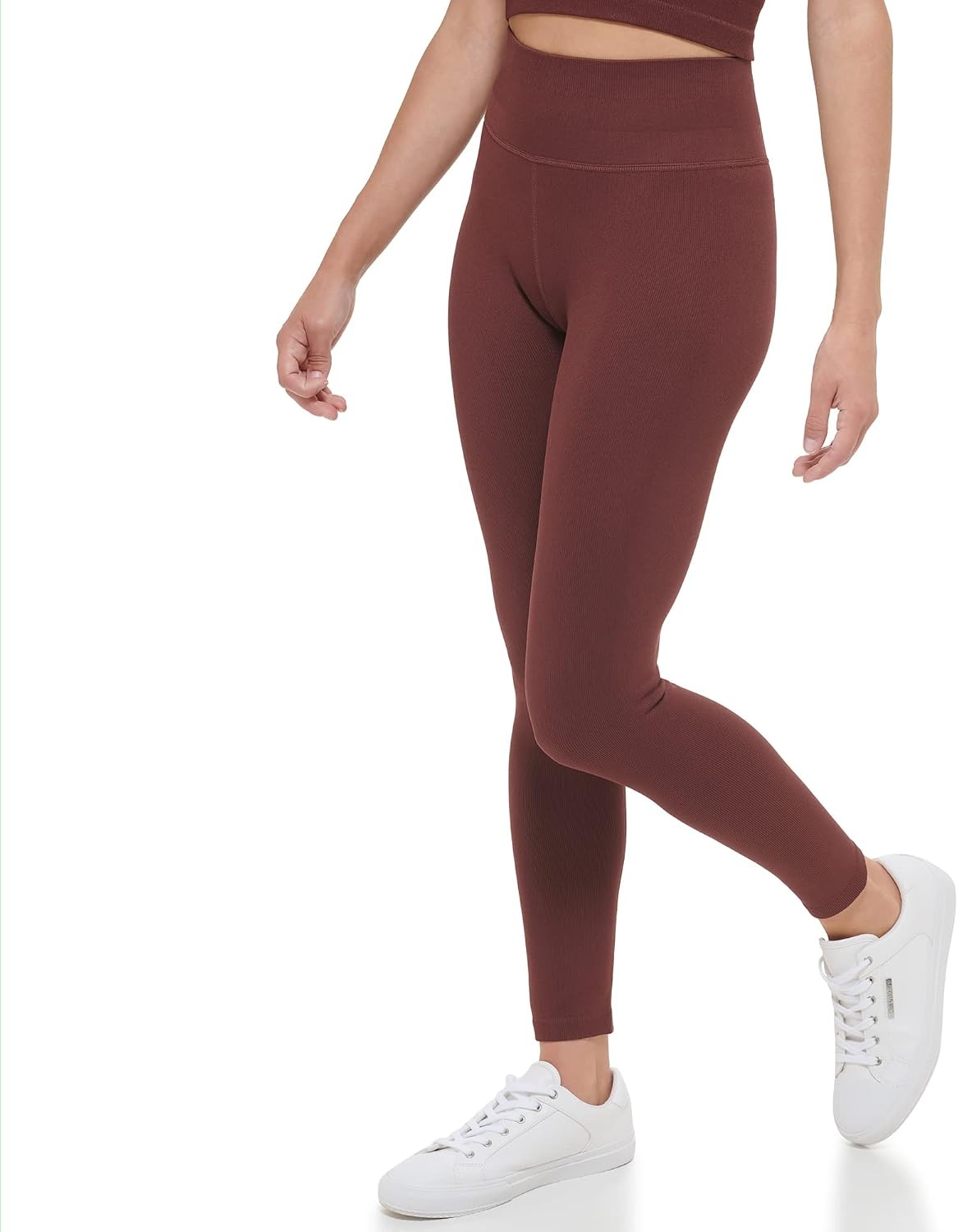 image:imageCalvin Klein Performance Womens Thin Rib High Waist 78 Length TightBitter Chocolate