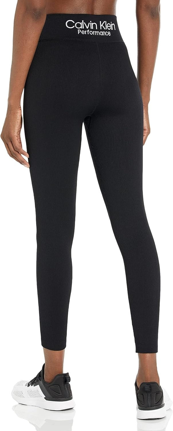 image:imageCalvin Klein Performance Womens Thin Rib High Waist 78 Length TightBlack Thick Rib