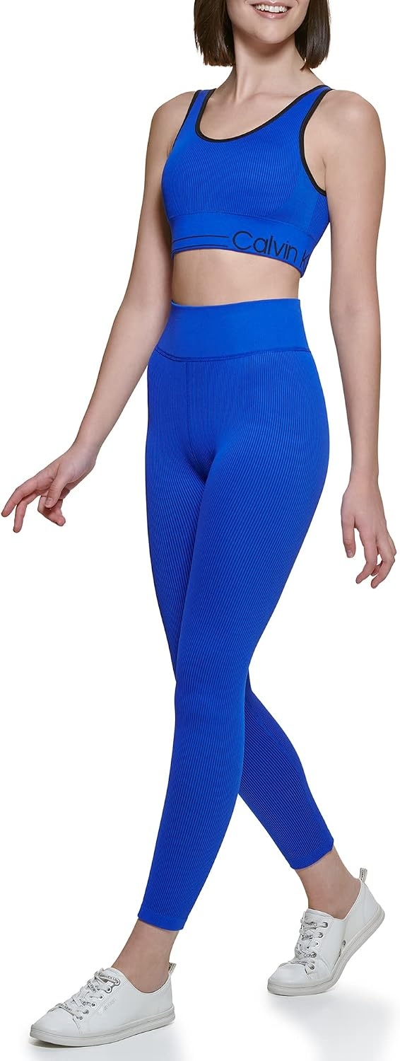 image:imageCalvin Klein Performance Womens Thin Rib High Waist 78 Length TightBold Blue