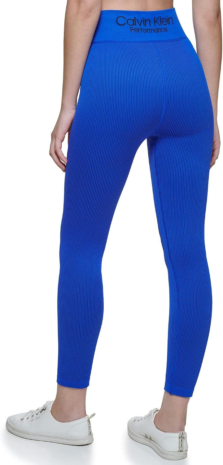 image:imageCalvin Klein Performance Womens Thin Rib High Waist 78 Length TightBold Blue