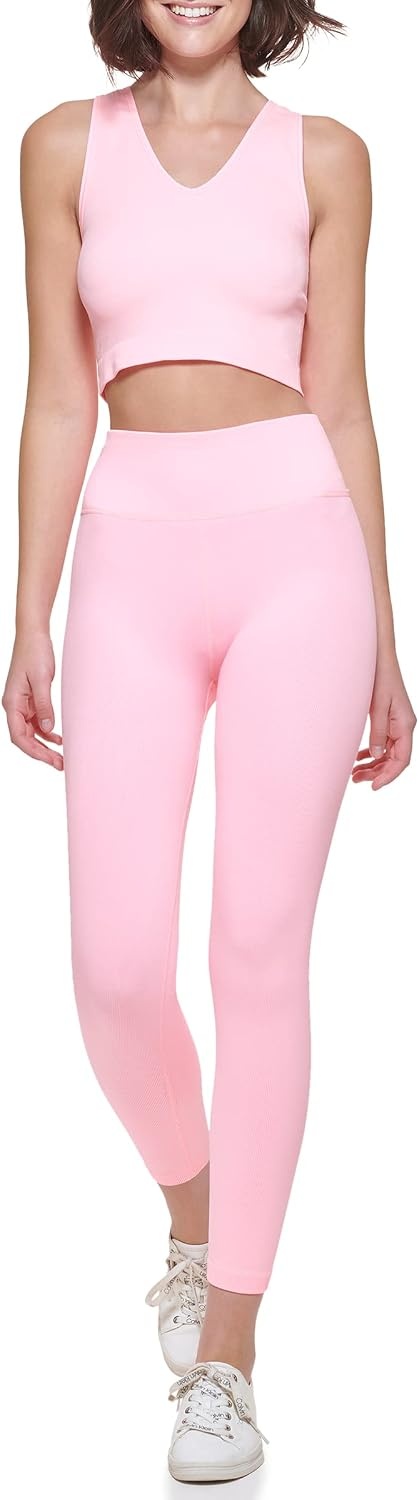 image:imageCalvin Klein Performance Womens Thin Rib High Waist 78 Length TightHibiscus