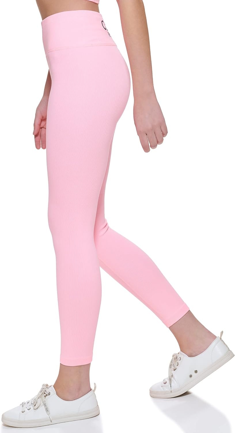 image:imageCalvin Klein Performance Womens Thin Rib High Waist 78 Length TightHibiscus