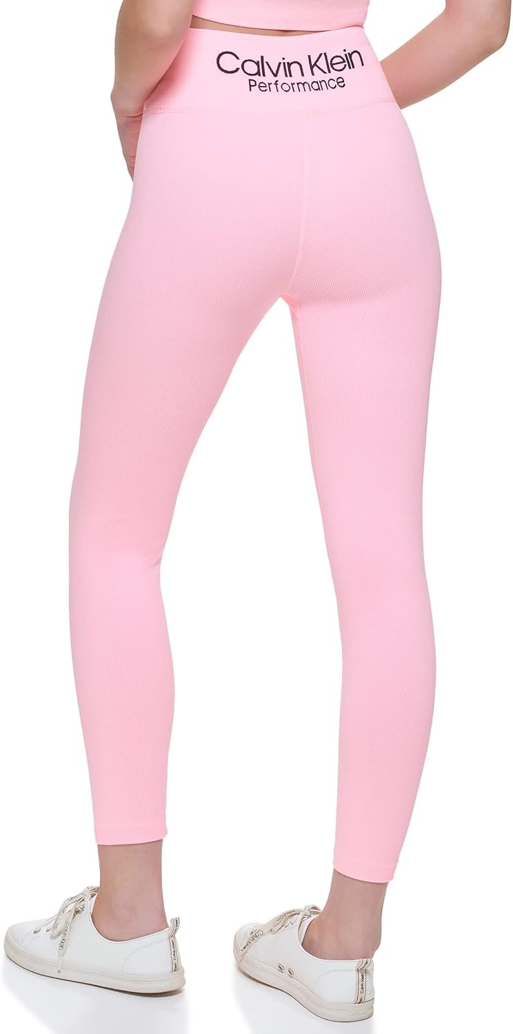 image:imageCalvin Klein Performance Womens Thin Rib High Waist 78 Length TightHibiscus