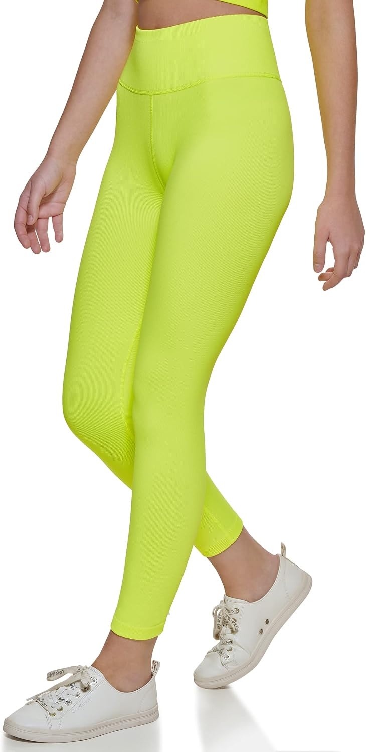 image:imageCalvin Klein Performance Womens Thin Rib High Waist 78 Length TightLime Volt