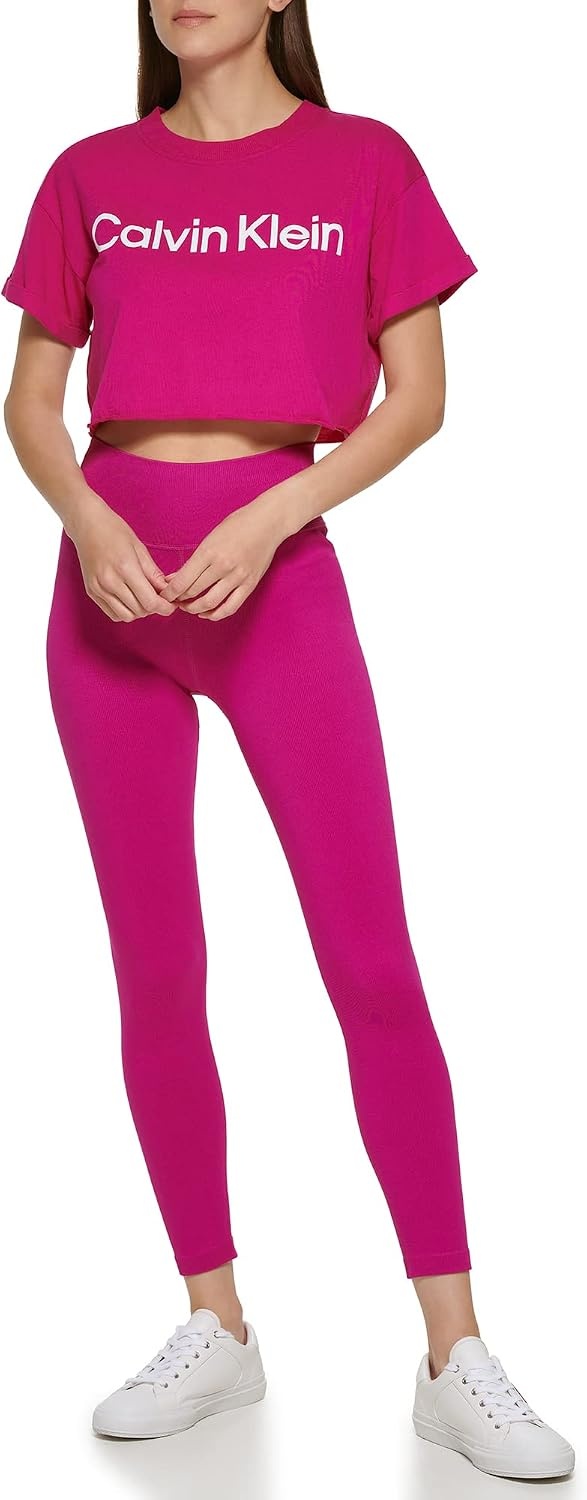 image:imageCalvin Klein Performance Womens Thin Rib High Waist 78 Length TightMelrose