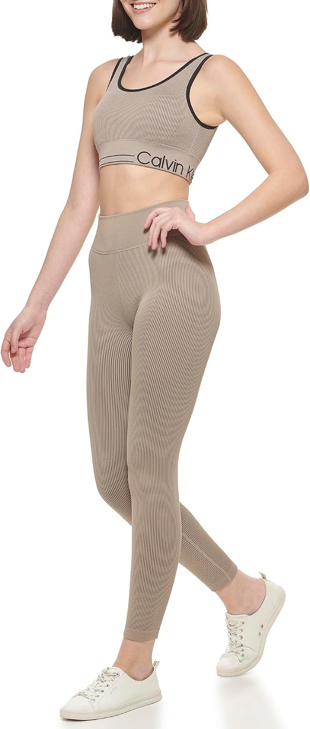 image:imageCalvin Klein Performance Womens Thin Rib High Waist 78 Length TightMoonrock