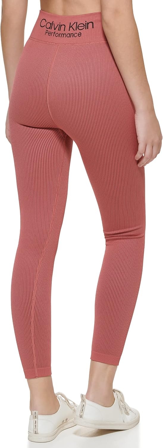 image:imageCalvin Klein Performance Womens Thin Rib High Waist 78 Length TightRedwood