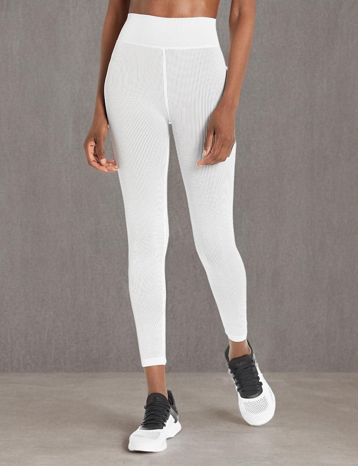 image:imageCalvin Klein Performance Womens Thin Rib High Waist 78 Length TightWhite Thick Rib