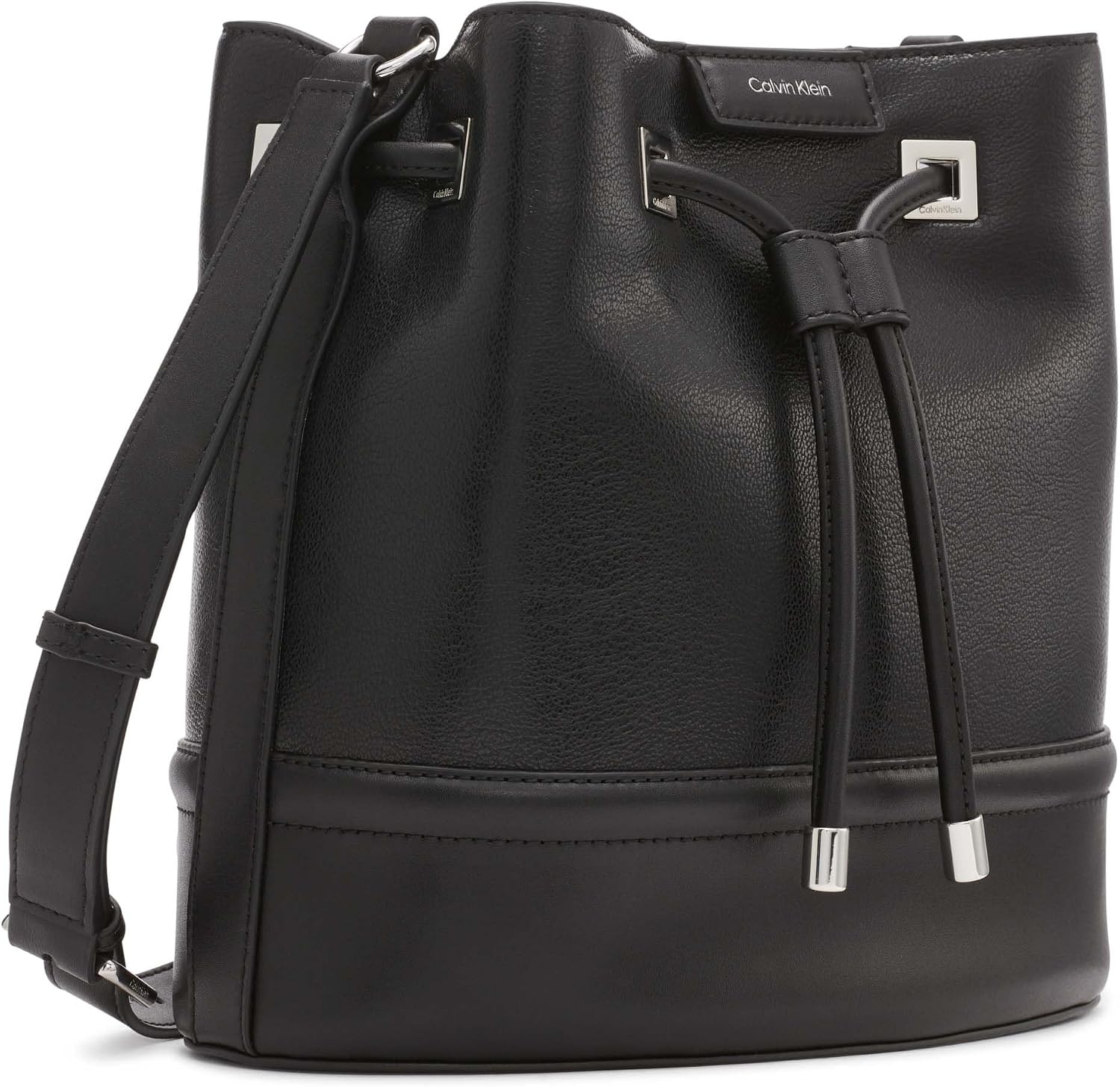 image:imageCalvin Klein Womens Ash Crossbody Bag Vegan Leather Monogram 2 PocketsBlackSilver