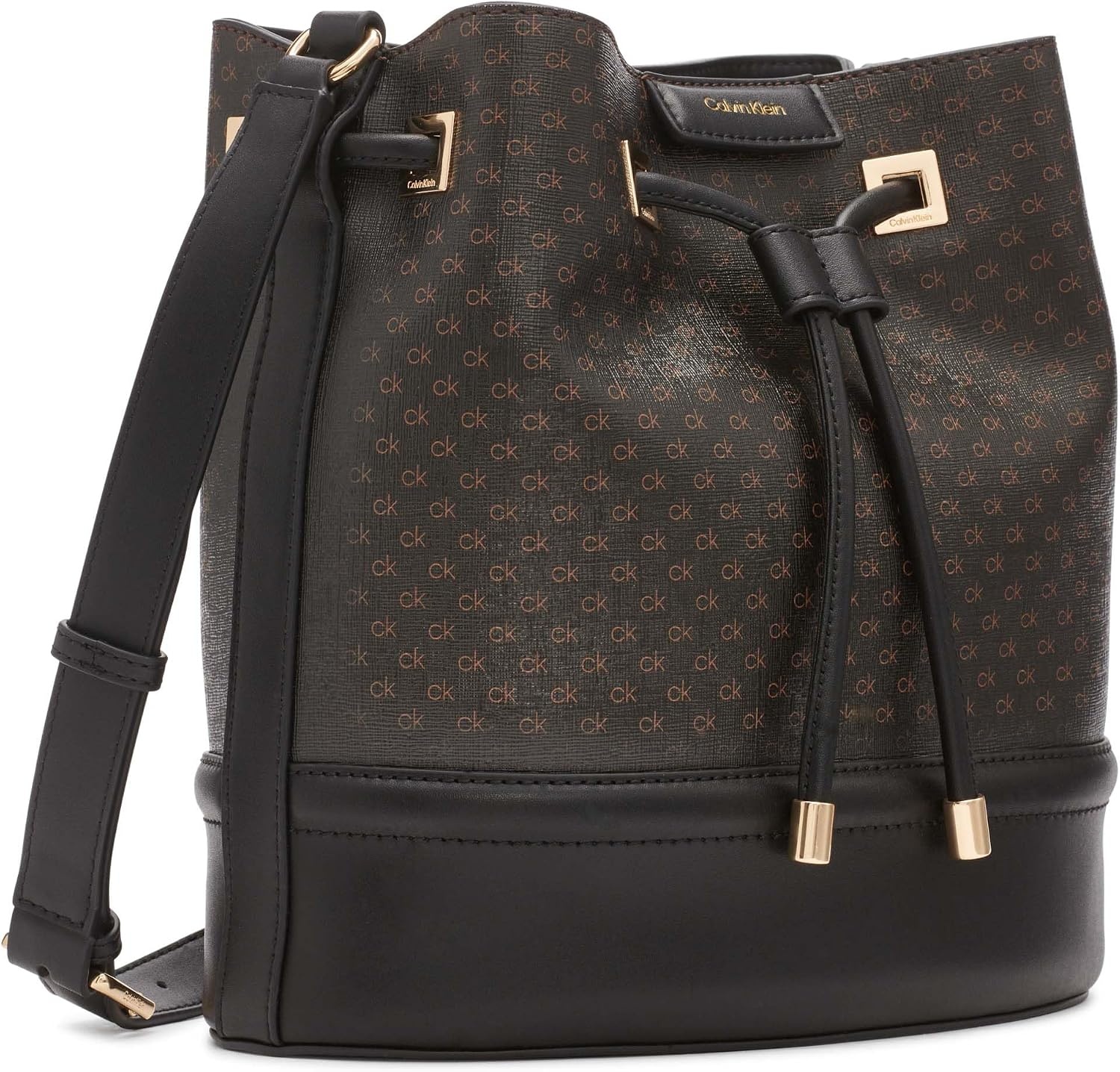 image:imageCalvin Klein Womens Ash Crossbody Bag Vegan Leather Monogram 2 PocketsBrownKhakiBlack