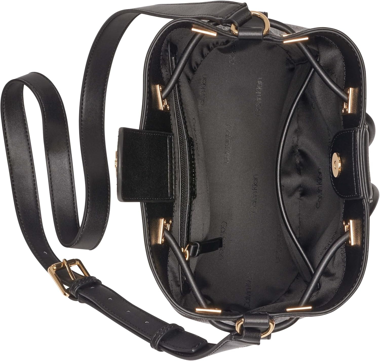 image:imageCalvin Klein Womens Ash Crossbody Bag Vegan Leather Monogram 2 PocketsBrownKhakiBlack
