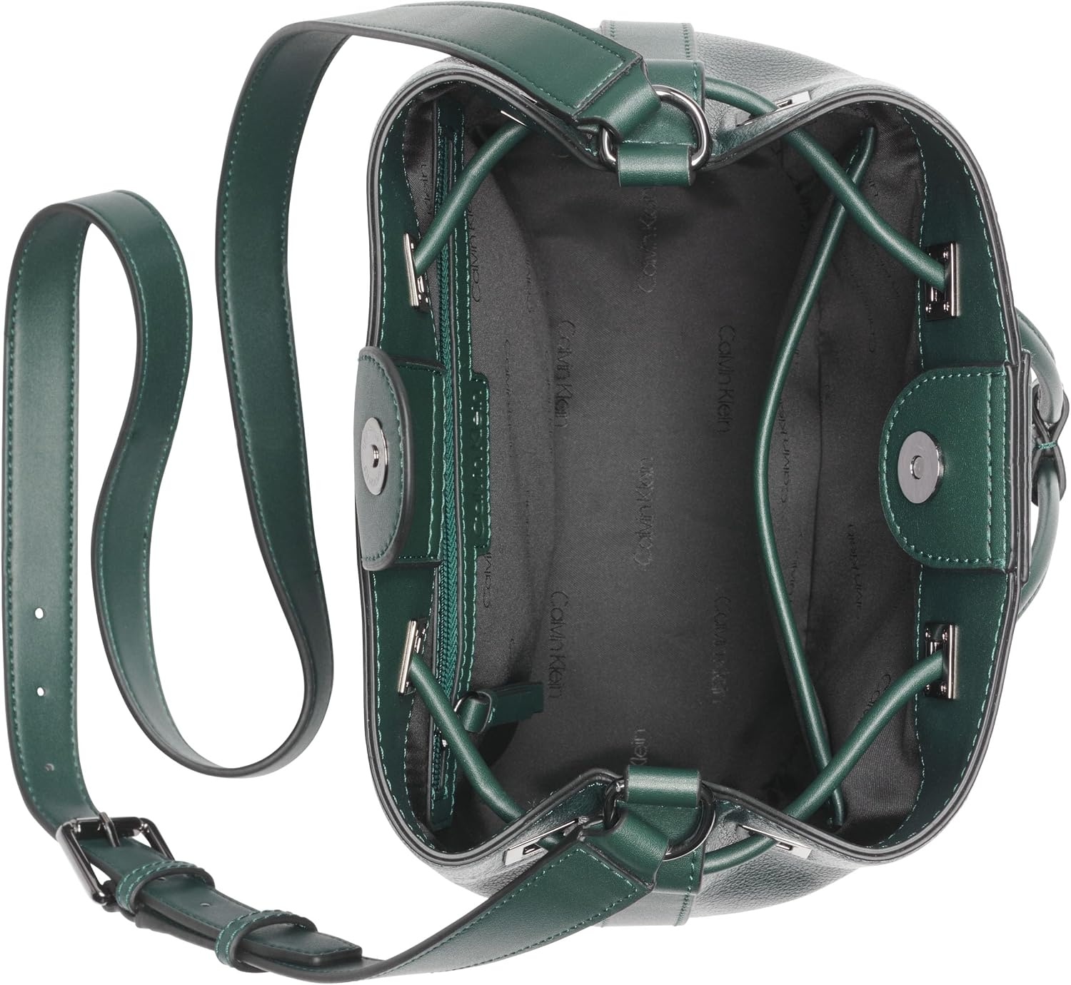image:imageCalvin Klein Womens Ash Crossbody Bag Vegan Leather Monogram 2 PocketsDeep Forest