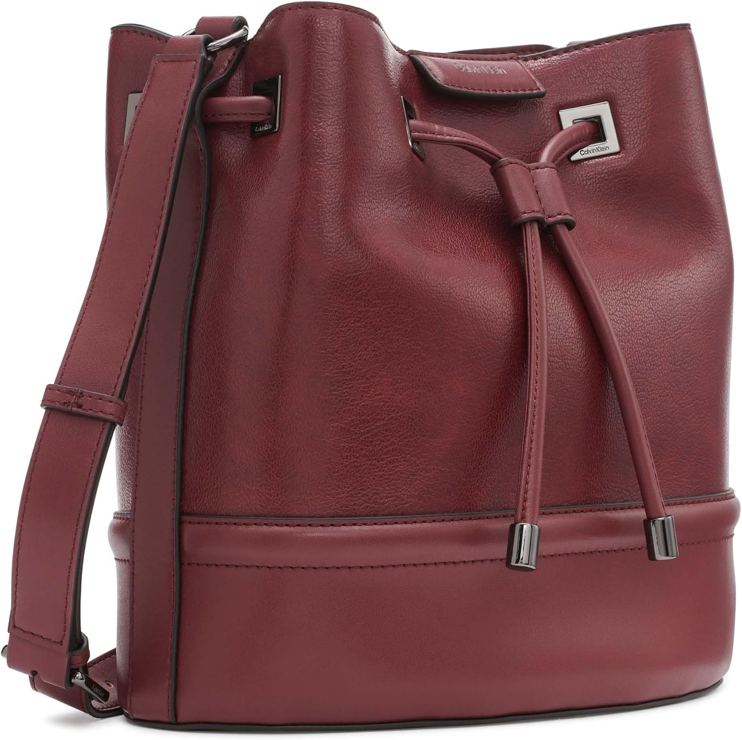 image:imageCalvin Klein Womens Ash Crossbody Bag Vegan Leather Monogram 2 PocketsDeep Rouge