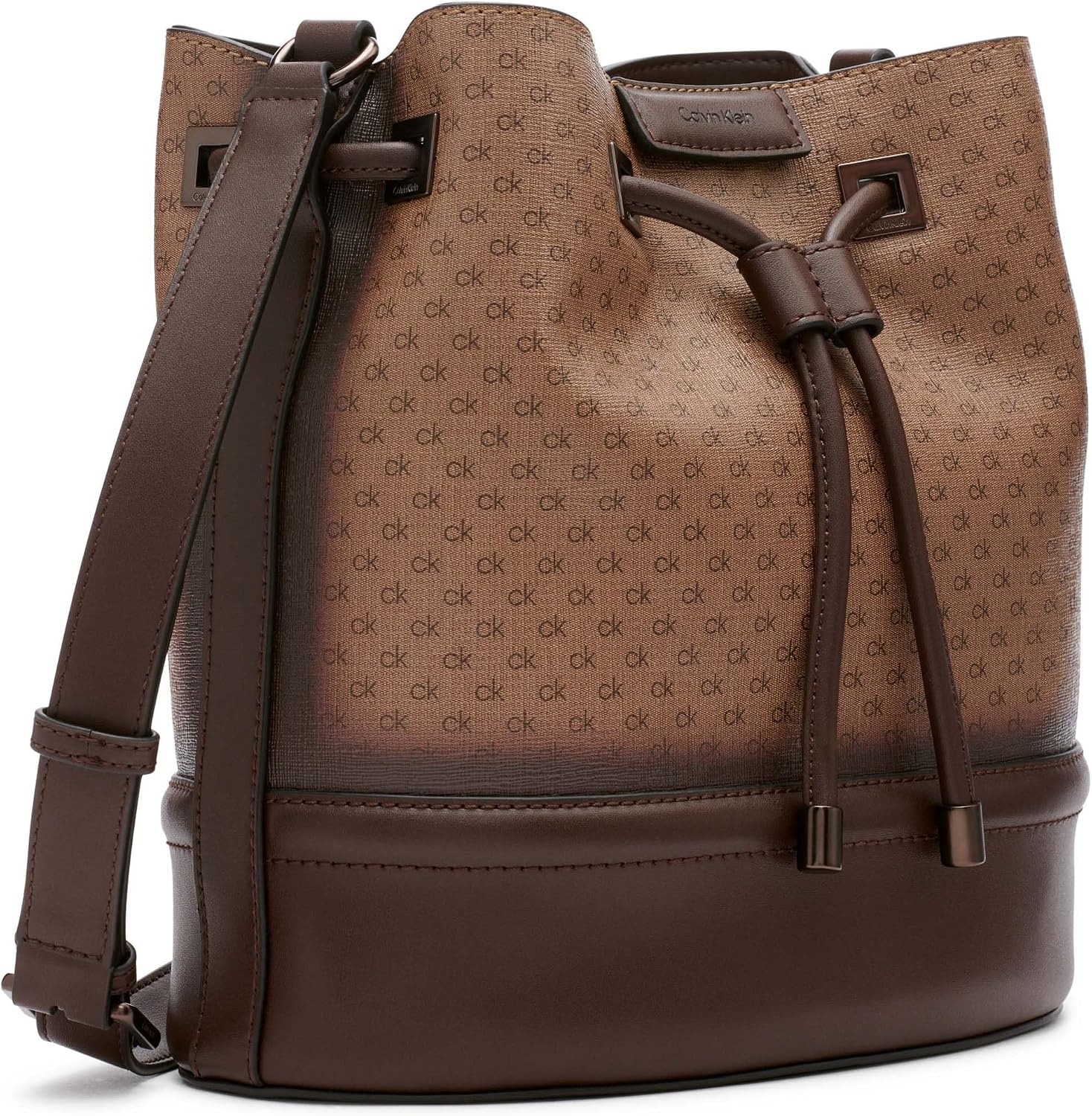 image:imageCalvin Klein Womens Ash Crossbody Bag Vegan Leather Monogram 2 PocketsKhakiBrownJava