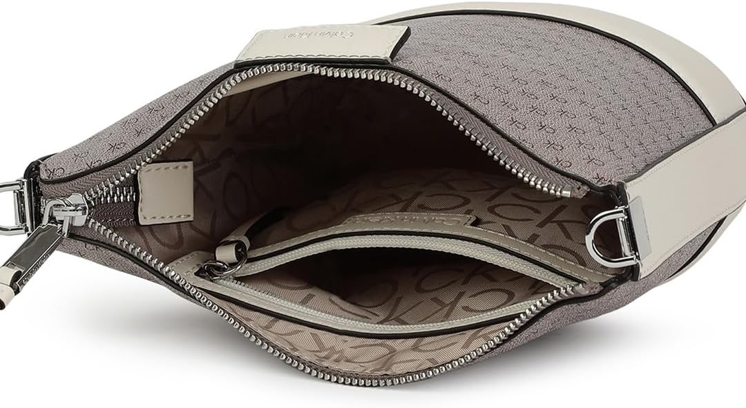 image:imageCalvin Klein Womens Ash NorthSouth CrossbodyAlmondTaupeCherub White