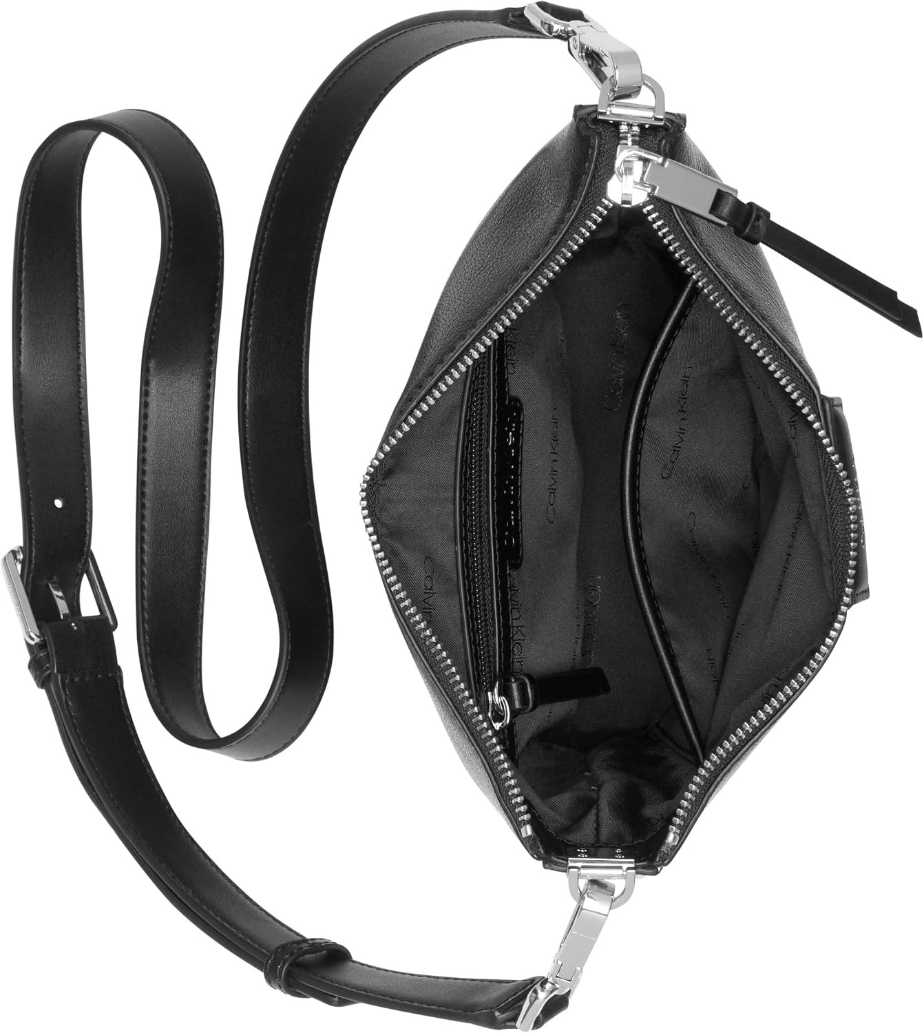 image:imageCalvin Klein Womens Ash NorthSouth CrossbodyBlackSilver