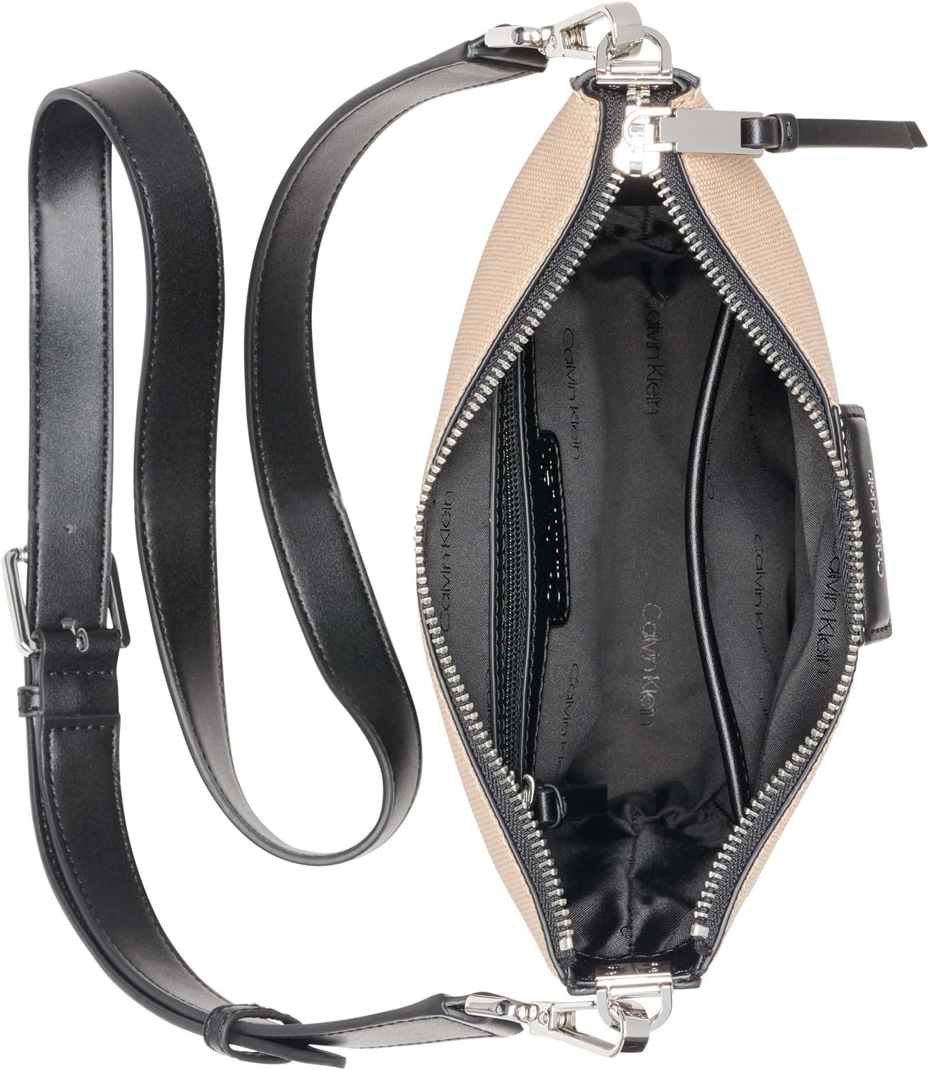 image:imageCalvin Klein Womens Ash NorthSouth CrossbodyNaturalBlack Canvas