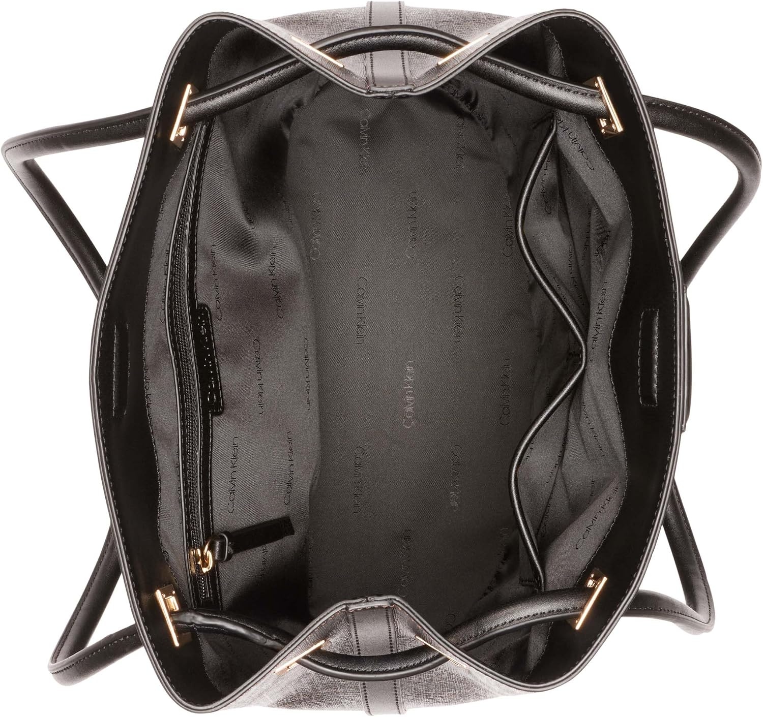 image:imageCalvin Klein Womens Ash Tote Bag NorthSouth Vegan Leather 2 PocketsBrownKhakiBlack