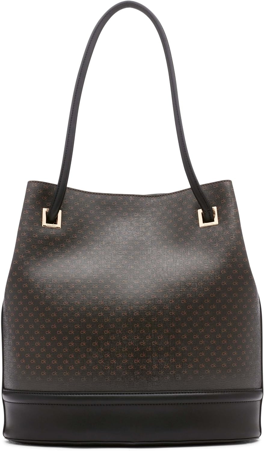 image:imageCalvin Klein Womens Ash Tote Bag NorthSouth Vegan Leather 2 PocketsBrownKhakiBlack