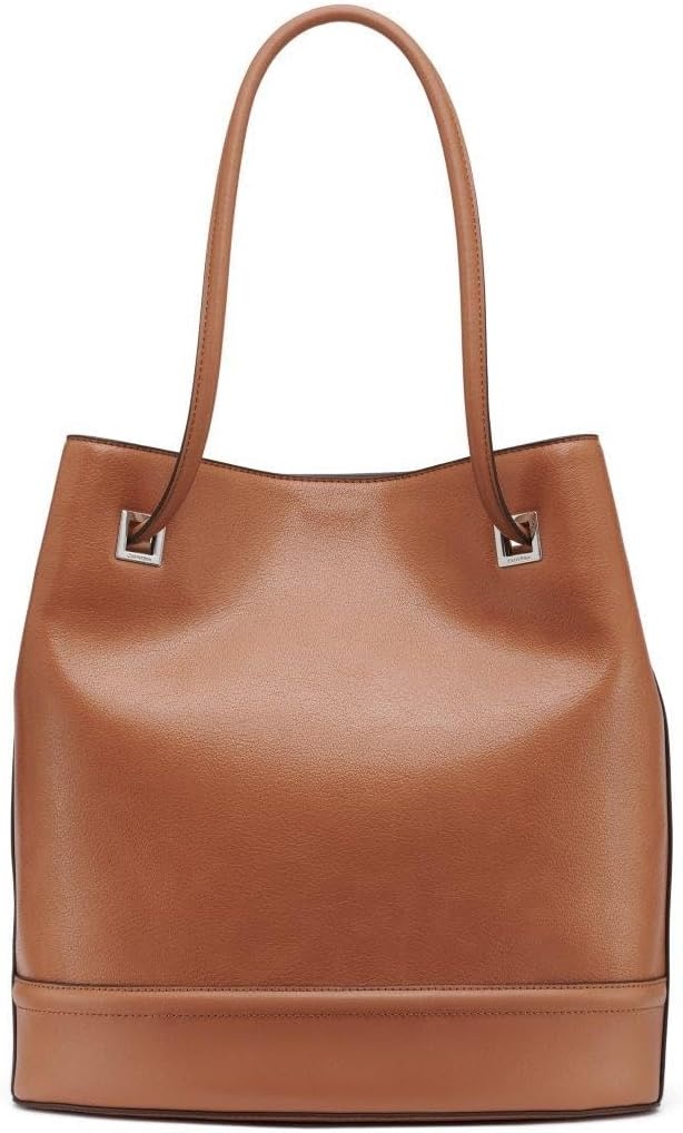 image:imageCalvin Klein Womens Ash Tote Bag NorthSouth Vegan Leather 2 PocketsCaramel