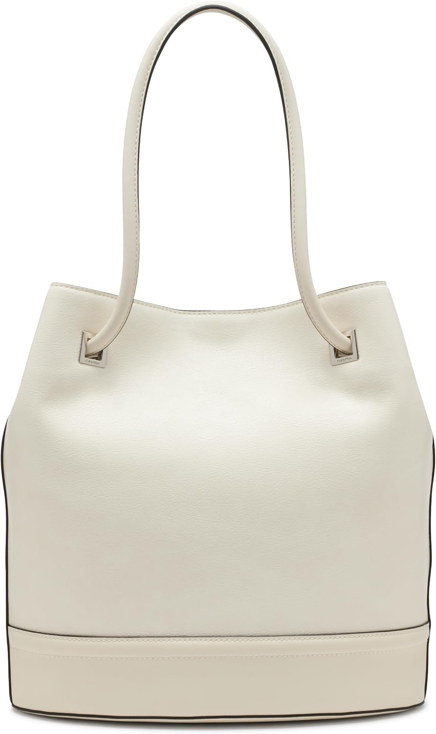 image:imageCalvin Klein Womens Ash Tote Bag NorthSouth Vegan Leather 2 PocketsCherub White