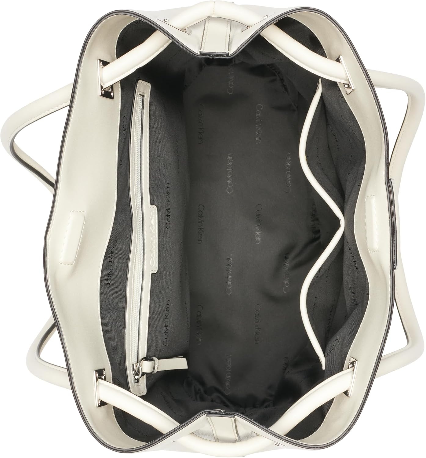 image:imageCalvin Klein Womens Ash Tote Bag NorthSouth Vegan Leather 2 PocketsCherub White