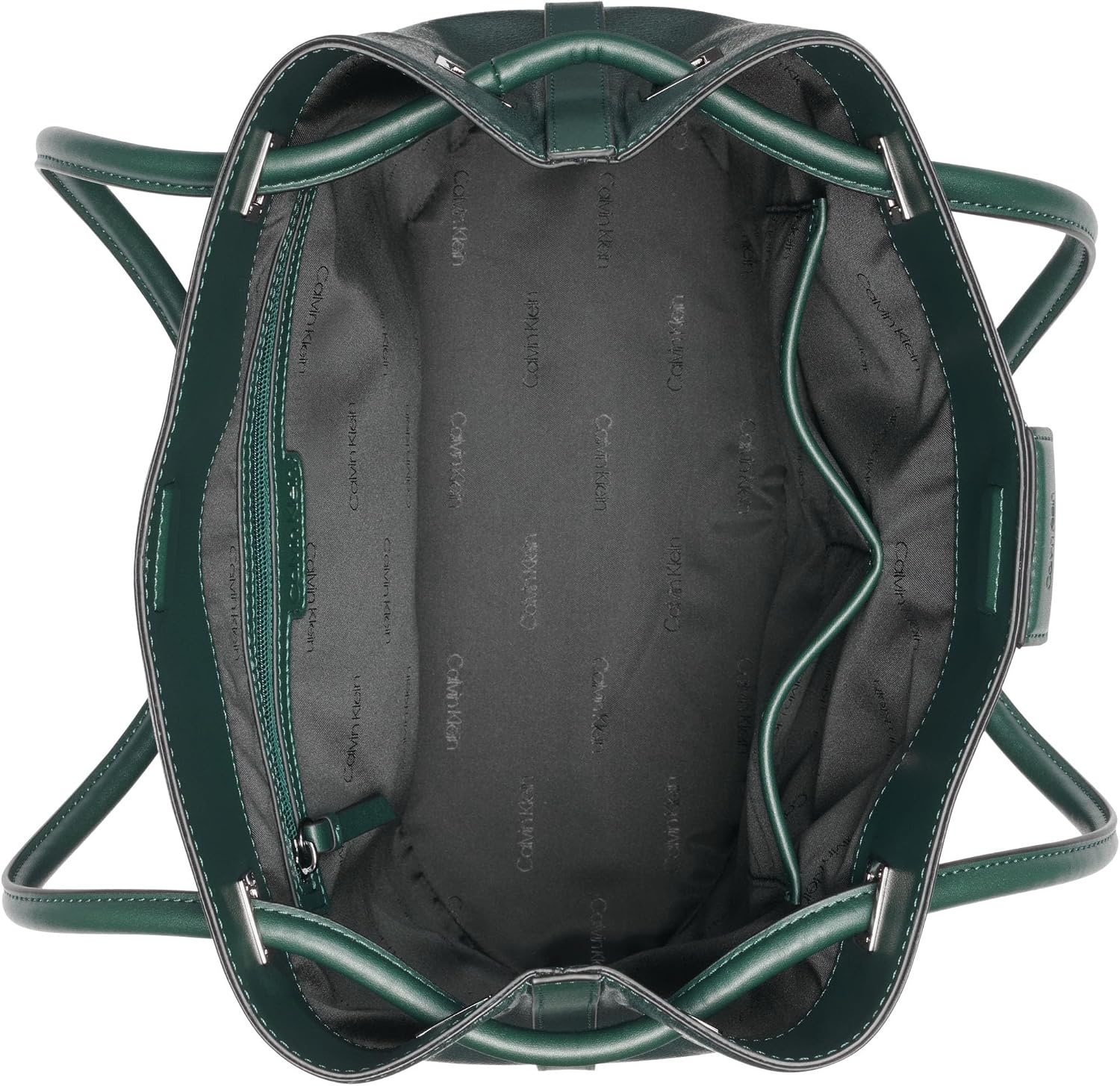 image:imageCalvin Klein Womens Ash Tote Bag NorthSouth Vegan Leather 2 PocketsDeep Forest