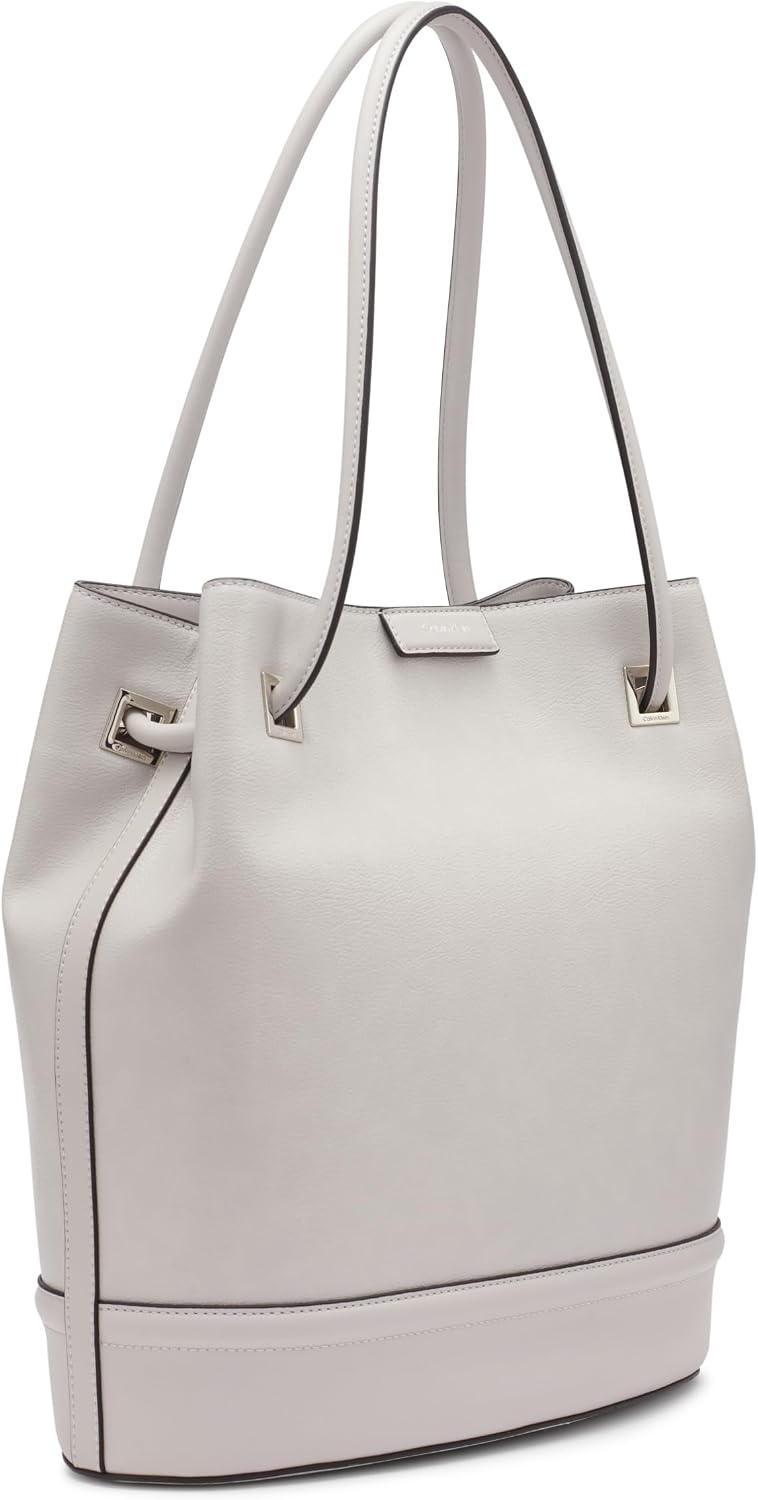 image:imageCalvin Klein Womens Ash Tote Bag NorthSouth Vegan Leather 2 PocketsDove