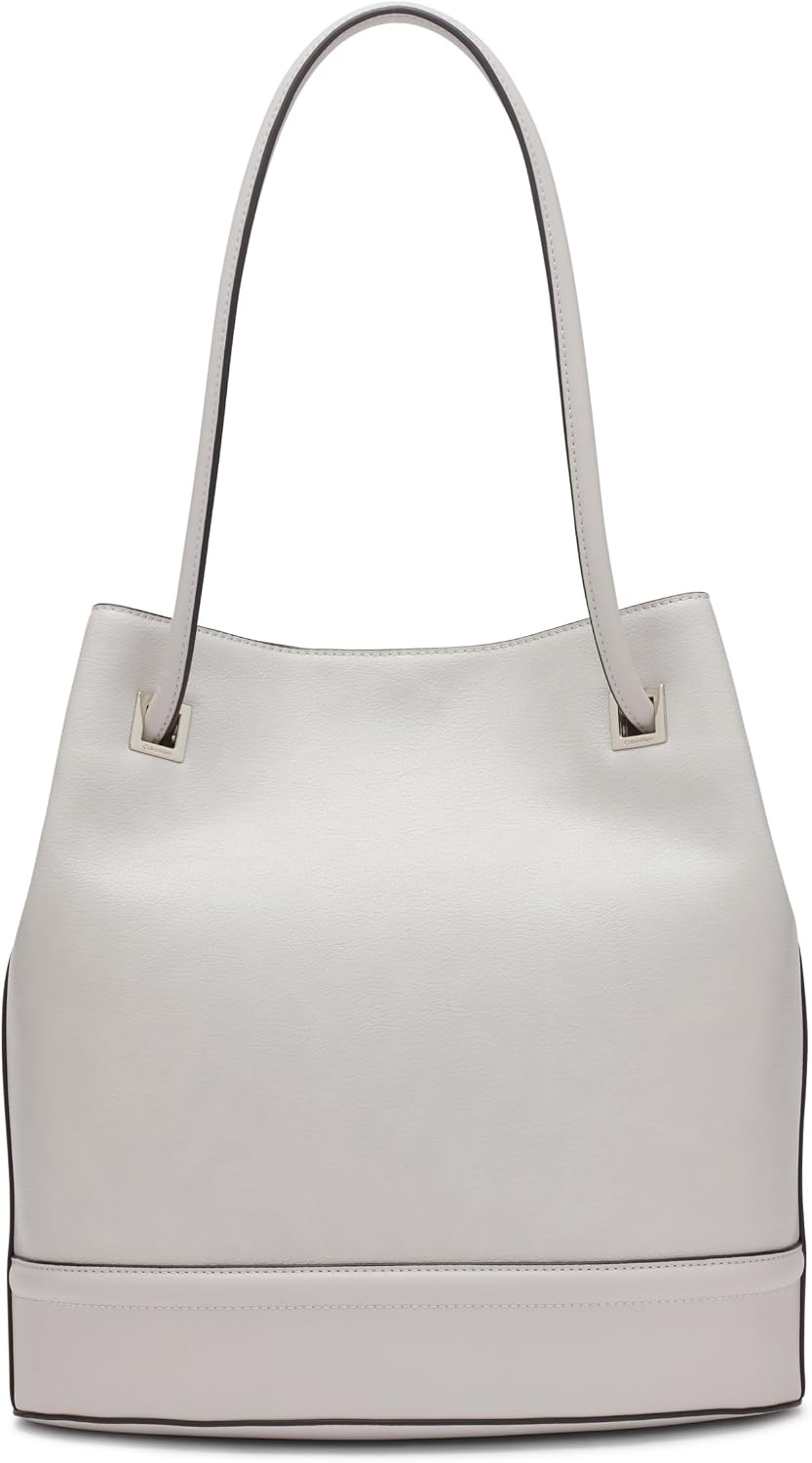 image:imageCalvin Klein Womens Ash Tote Bag NorthSouth Vegan Leather 2 PocketsDove