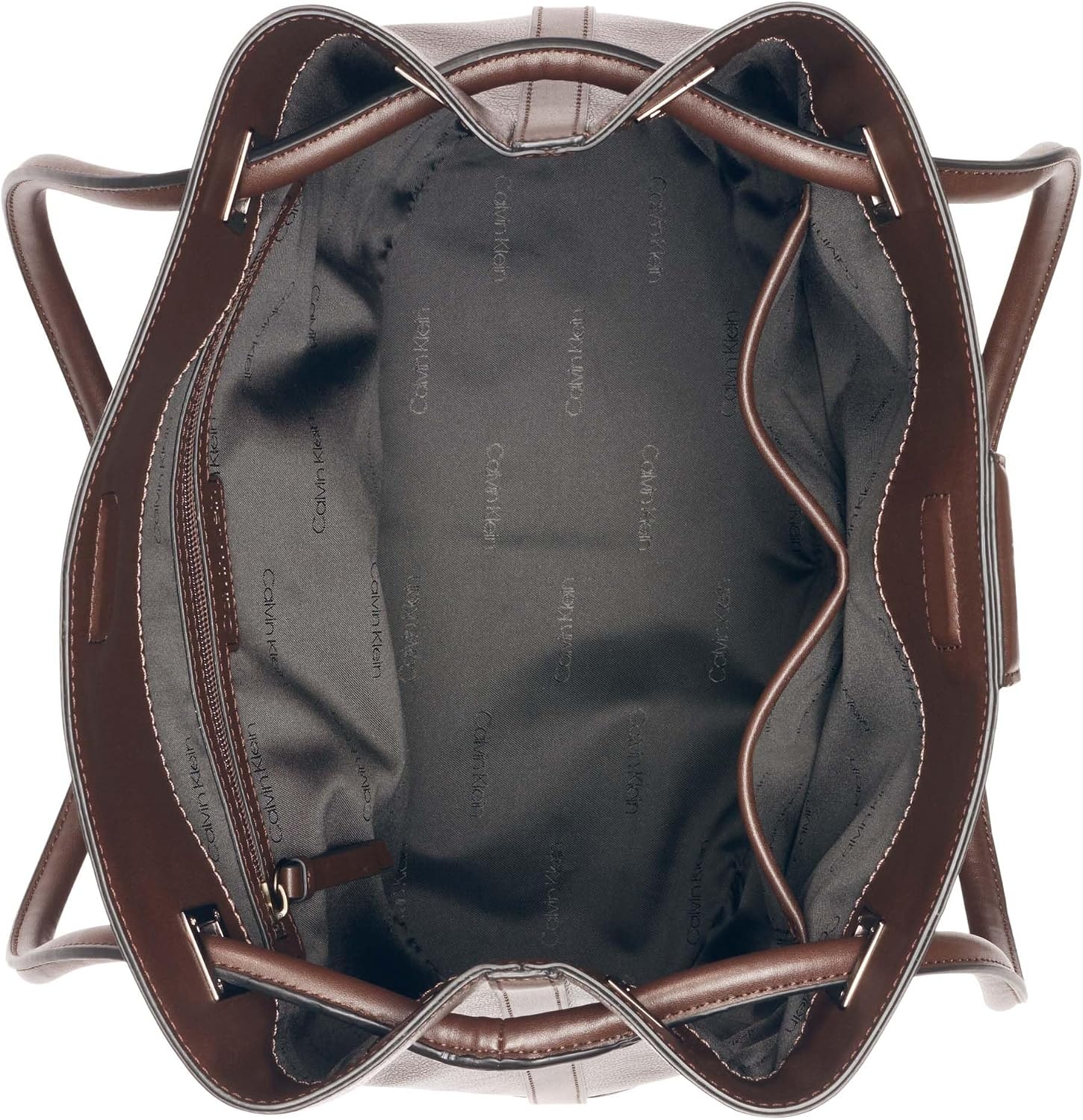 image:imageCalvin Klein Womens Ash Tote Bag NorthSouth Vegan Leather 2 PocketsJava