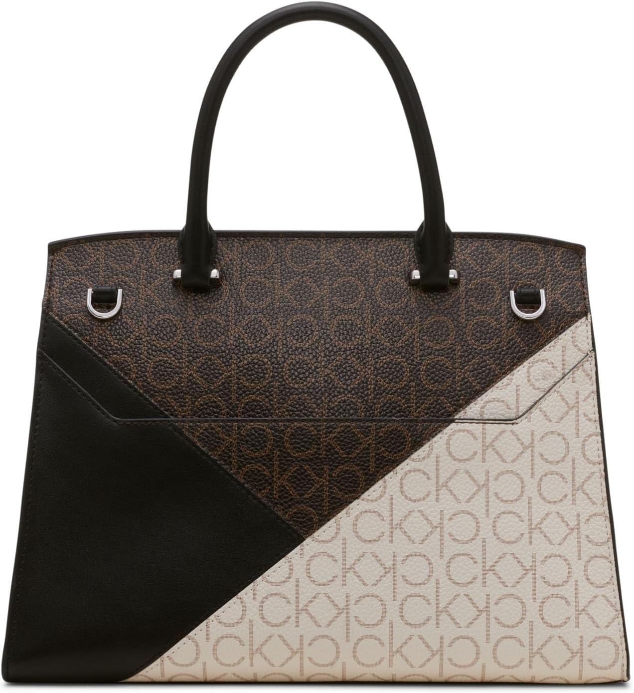 image:imageCalvin Klein Womens Becky Turn Lock Satchel Turn LockBlackBrownKhakiVanillaKhaki