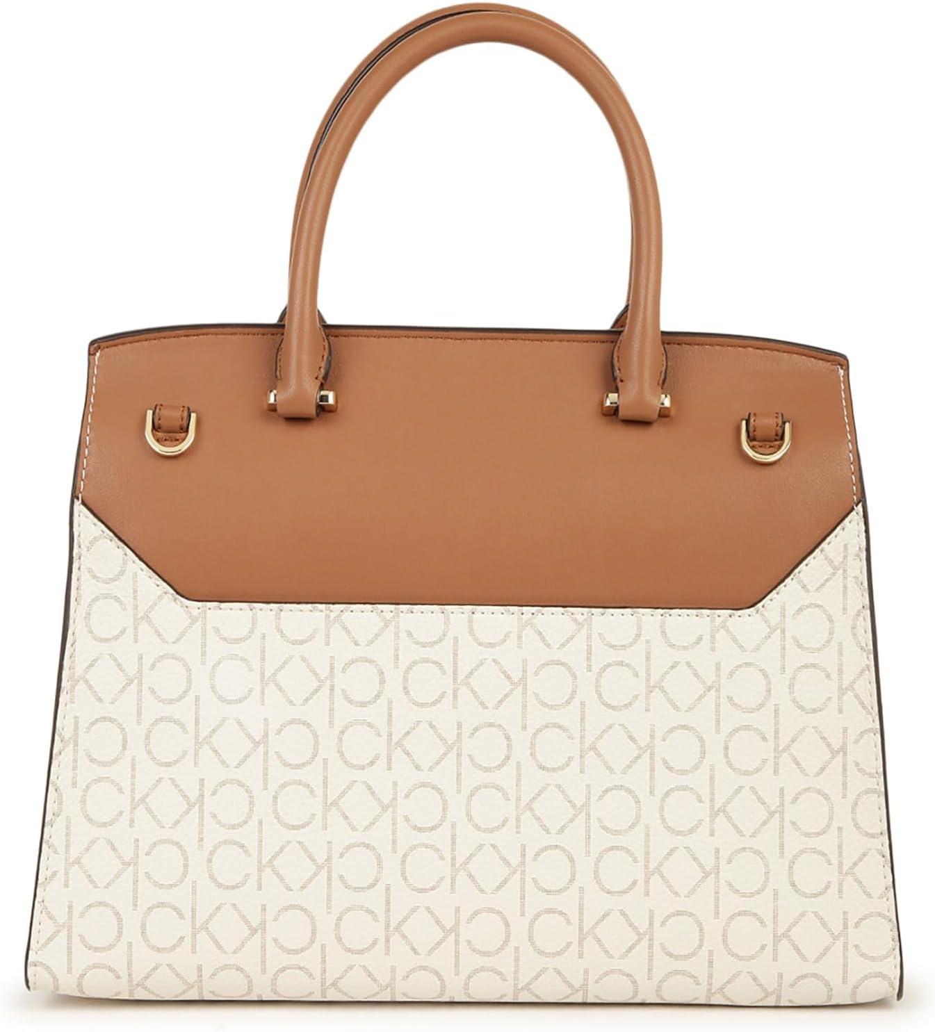 image:imageCalvin Klein Womens Becky Turn Lock Satchel Turn LockVanillaKhakiCaramel