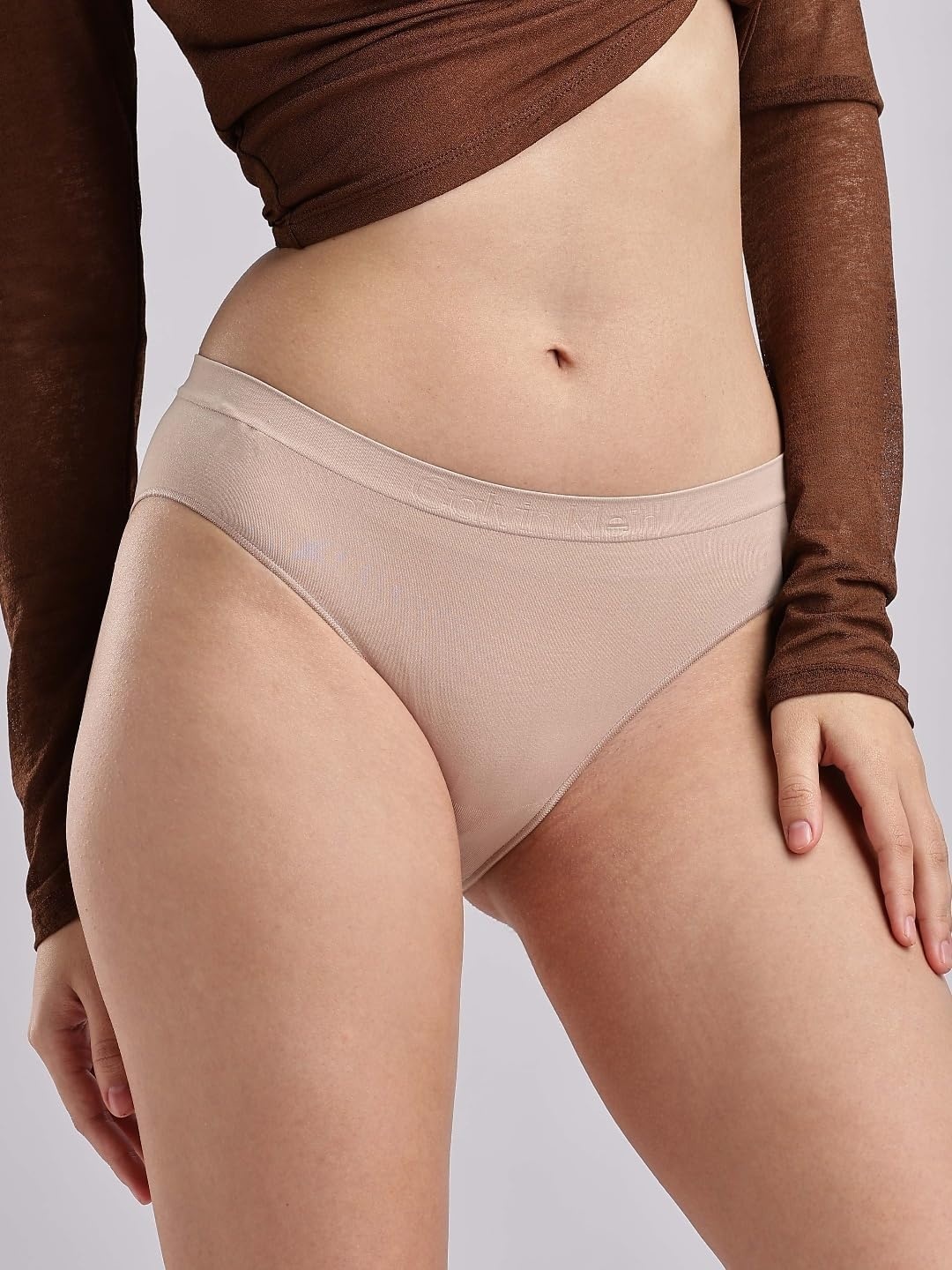 image:imageCalvin Klein Womens Bonded Flex Seamless 3pack Mid Rise BikiniBlack Cedar Sparrow