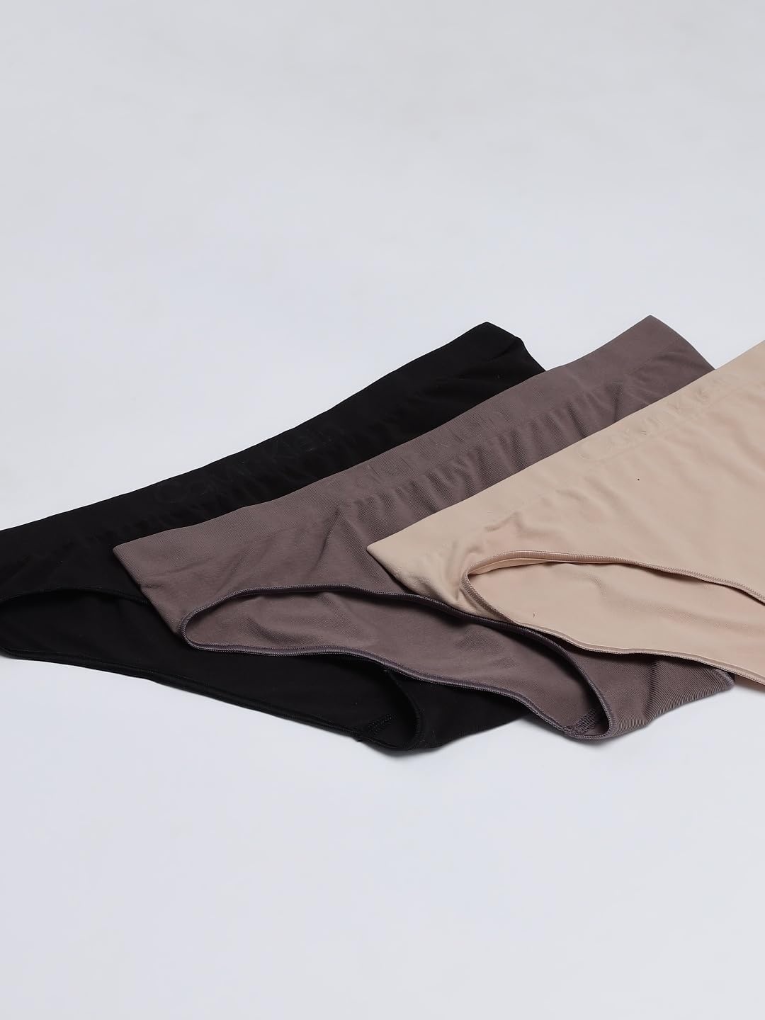 image:imageCalvin Klein Womens Bonded Flex Seamless 3pack Mid Rise BikiniBlack Cedar Sparrow