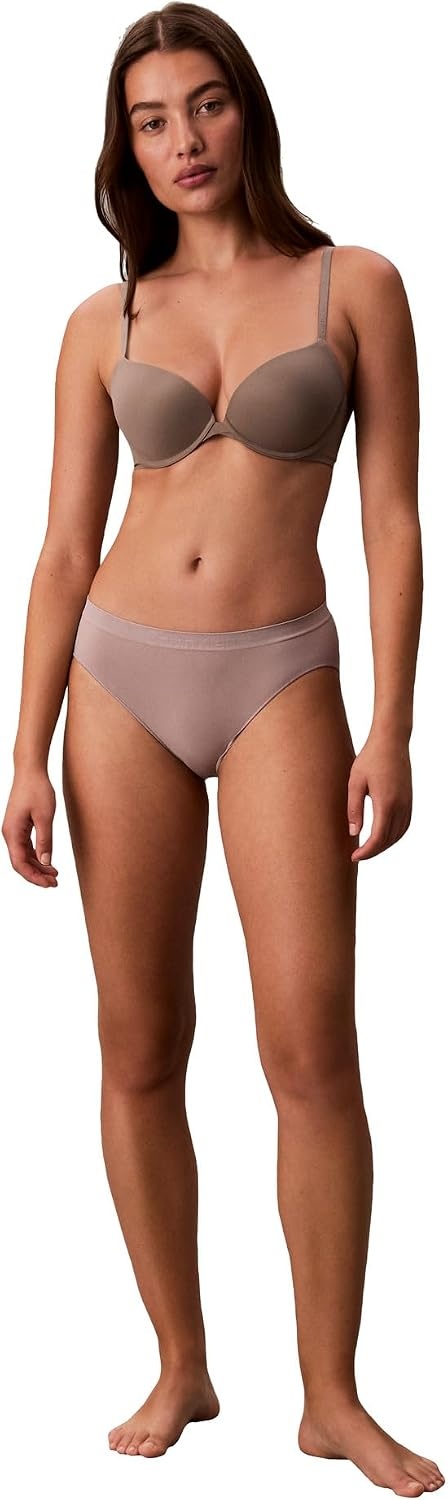 image:imageCalvin Klein Womens Bonded Flex Seamless 3pack Mid Rise BikiniBlackMinkBeet Red