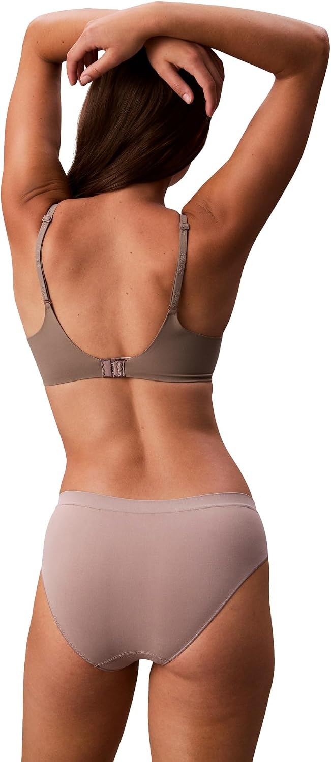 image:imageCalvin Klein Womens Bonded Flex Seamless 3pack Mid Rise BikiniBlackMinkBeet Red