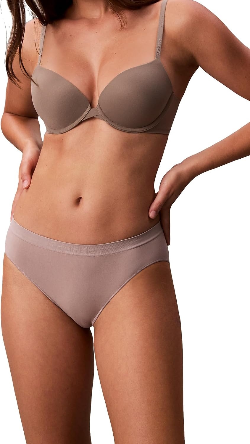 image:imageCalvin Klein Womens Bonded Flex Seamless 3pack Mid Rise BikiniBlackMinkBeet Red