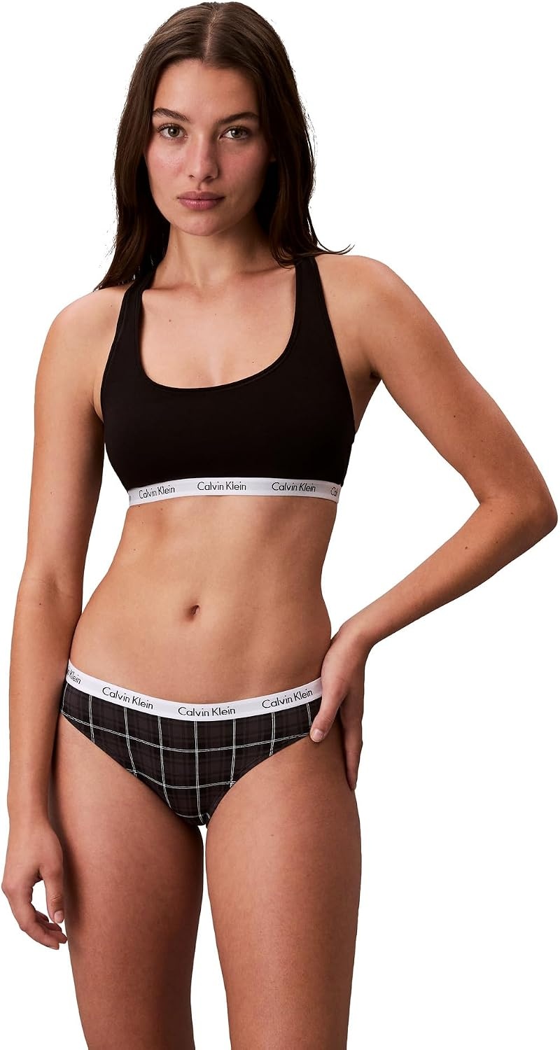 image:imageCalvin Klein Womens Carousel Logo Cotton Stretch Bikini Panties 3 PackBlackObsessDunn Plaid Black
