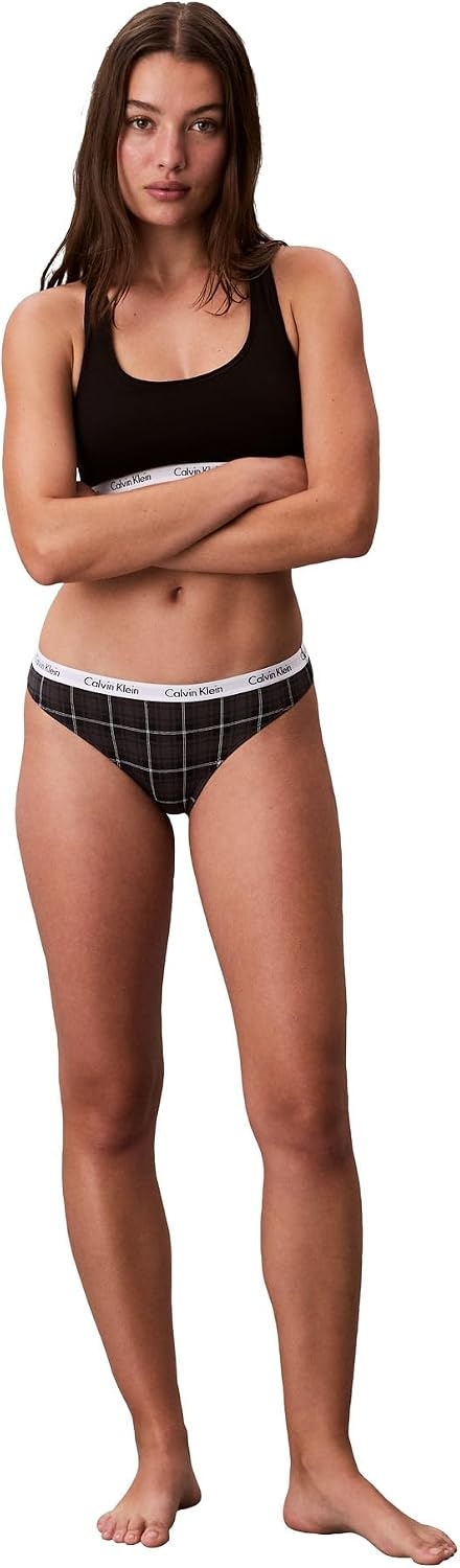 image:imageCalvin Klein Womens Carousel Logo Cotton Stretch Bikini Panties 3 PackBlackObsessDunn Plaid Black