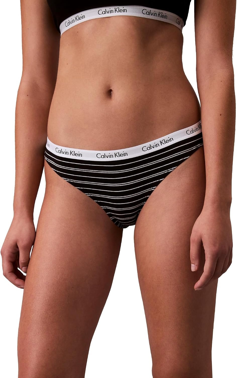 image:imageCalvin Klein Womens Carousel Logo Cotton Stretch Bikini Panties 3 PackBlackWhiteEmmy Stripe and Black