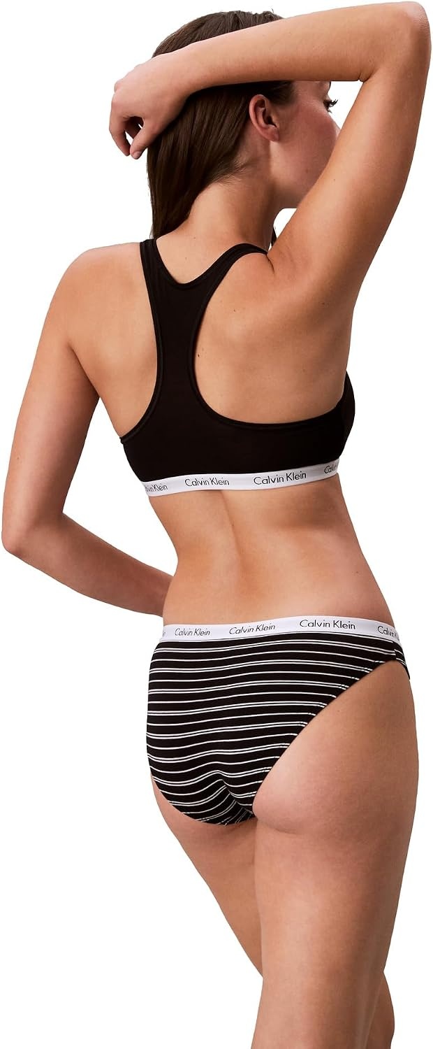 image:imageCalvin Klein Womens Carousel Logo Cotton Stretch Bikini Panties 3 PackBlackWhiteEmmy Stripe and Black