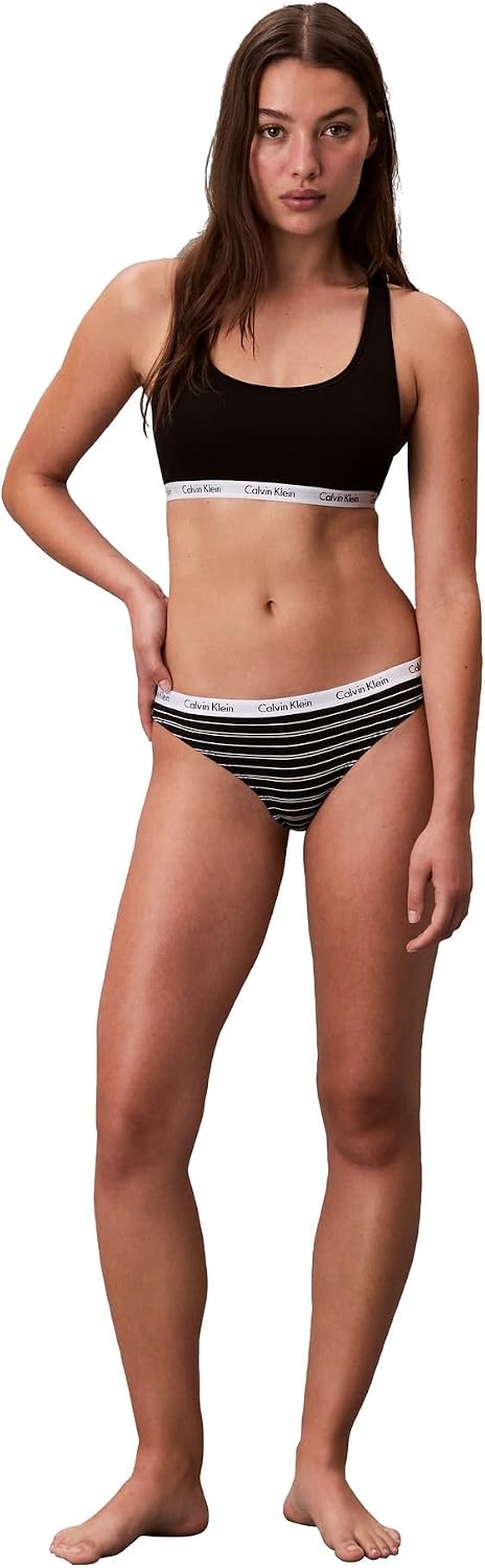 image:imageCalvin Klein Womens Carousel Logo Cotton Stretch Bikini Panties 3 PackBlackWhiteEmmy Stripe and Black