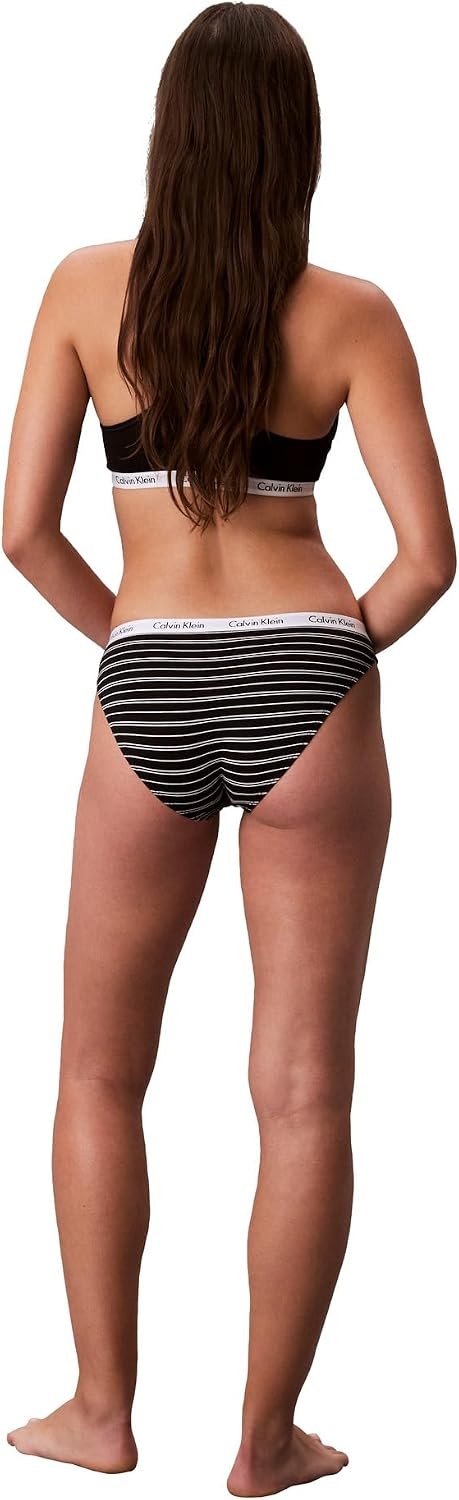 image:imageCalvin Klein Womens Carousel Logo Cotton Stretch Bikini Panties 3 PackBlackWhiteEmmy Stripe and Black